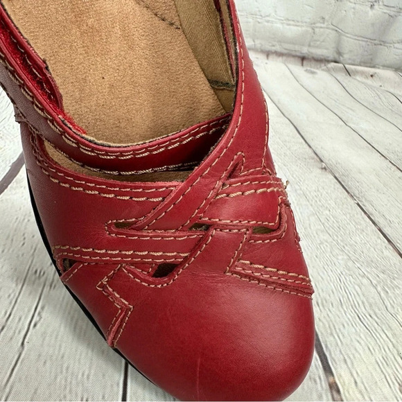clarks evianna peal red leather flat loafer adjustable strap sz 9.5 - Picture 9 of 10